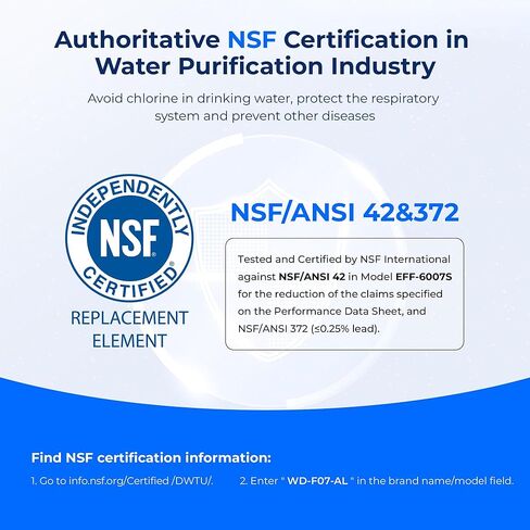 Waterdrop UKF8001 Refrigerator Water Filter 4, Compatible with Whirlpool EDR4RXD1, EveryDrop Filter 4, Maytag UKF8001AXX-750, UKF8001AXX-200, 46-9006, Puriclean II, WF-UKF8001 in Kuwait