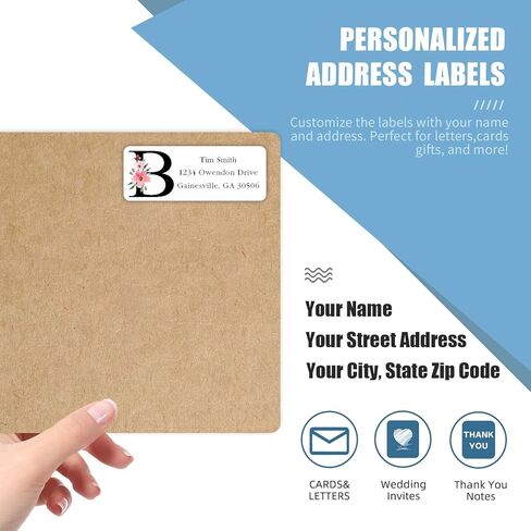 Address Labels Personalized Return Address Labels, 2.6" x 1" Monogram Custom Mailing Label for Envelopes (30-1200) Customized Self Adhesive Stickers Printable Mail Envelope Adress Label, White in Saudi Arabia