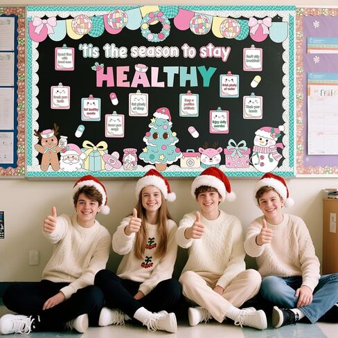 Funrous Winter Bulletin Board Decorations Set Christmas Bulletin Board Positive Winter Classroom Decoration Cocoa Mug Marshmallow Gloves Paper Cutouts Borders for Holiday School Home Wall Decor in Saudi Arabia