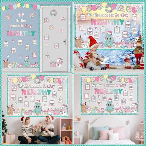 Funrous Winter Bulletin Board Decorations Set Christmas Bulletin Board Positive Winter Classroom Decoration Cocoa Mug Marshmallow Gloves Paper Cutouts Borders for Holiday School Home Wall Decor in Saudi Arabia