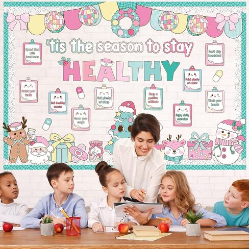 Funrous Winter Bulletin Board Decorations Set Christmas Bulletin Board Positive Winter Classroom Decoration Cocoa Mug Marshmallow Gloves Paper Cutouts Borders for Holiday School Home Wall Decor in Saudi Arabia