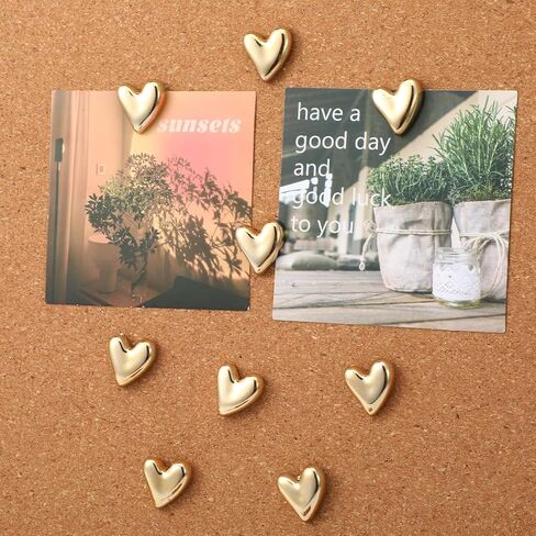 50 Pcs Heart Push Pins Gold Thumb Tacks Decorative Gold Cute Push Pins Heart Pin for Home Office Posters Cork Notice Board Bulletin Board Wall Photos Postcards Maps Fixing in Saudi Arabia
