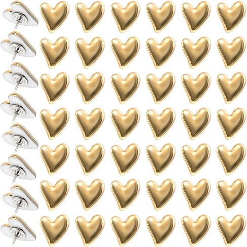 50 Pcs Heart Push Pins Gold Thumb Tacks Decorative Gold Cute Push Pins Heart Pin for Home Office Posters Cork Notice Board Bulletin Board Wall Photos Postcards Maps Fixing in Saudi Arabia