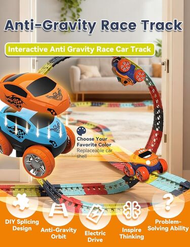 Anti Gravity Race Track with Car, Defy Gravity, 360° Electric Climbing Car Race Tracks with Lights, Flexible Race Track, Multicolor Glow in The Dark Race Car Track Set (138pcs) in Saudi Arabia