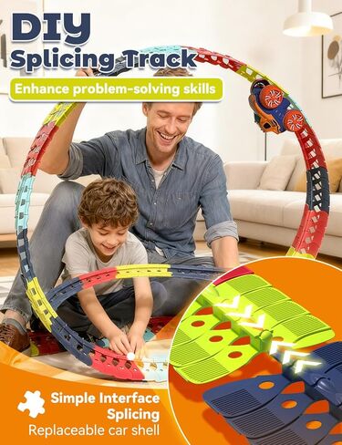 Anti Gravity Race Track with Car, Defy Gravity, 360° Electric Climbing Car Race Tracks with Lights, Flexible Race Track, Multicolor Glow in The Dark Race Car Track Set (138pcs) in Saudi Arabia