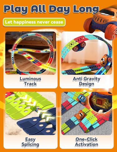 Anti Gravity Race Track with Car, Defy Gravity, 360° Electric Climbing Car Race Tracks with Lights, Flexible Race Track, Multicolor Glow in The Dark Race Car Track Set (138pcs) in Saudi Arabia