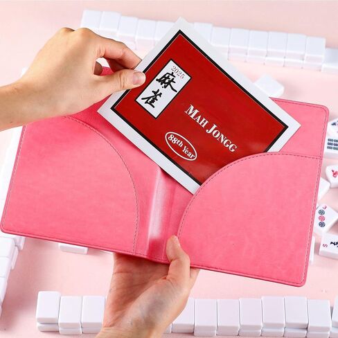 Mahjong Card Sleeve, 11.25 x 7 Inches Large Folio Holder for Mahjong Scorecard Cards Protective Cover Mahjongg Accessories(Light Pink) in Saudi Arabia