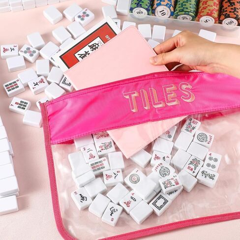 Mahjong Card Sleeve, 11.25 x 7 Inches Large Folio Holder for Mahjong Scorecard Cards Protective Cover Mahjongg Accessories(Light Pink) in Saudi Arabia