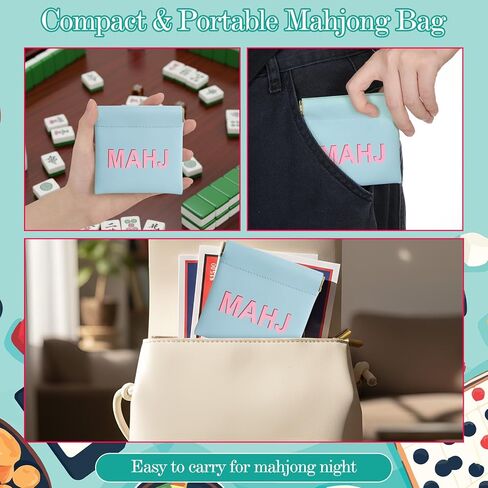 Mahjong Dice Bags 3.8 x 3.9 in PU Squeeze Mahjong Pouch Mini Dice Coin Tiles Purse for Board Game Party Travel (Pink,1 Pcs) in Saudi Arabia