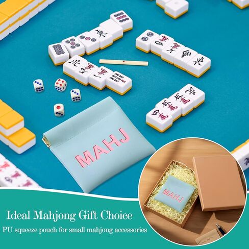 Mahjong Dice Bags 3.8 x 3.9 in PU Squeeze Mahjong Pouch Mini Dice Coin Tiles Purse for Board Game Party Travel (Pink,1 Pcs) in Saudi Arabia