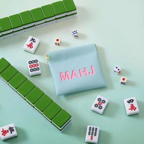 Mahjong Dice Bags 3.8 x 3.9 in PU Squeeze Mahjong Pouch Mini Dice Coin Tiles Purse for Board Game Party Travel (Pink,1 Pcs) in Saudi Arabia