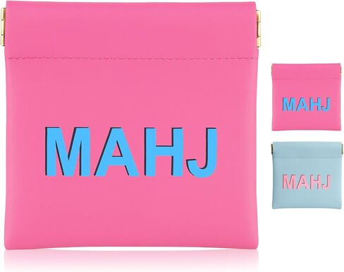 Mahjong Dice Bags 3.8 x 3.9 in PU Squeeze Mahjong Pouch Mini Dice Coin Tiles Purse for Board Game Party Travel (Pink,1 Pcs) in Saudi Arabia