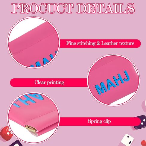 Mahjong Dice Bags 3.8 x 3.9 in PU Squeeze Mahjong Pouch Mini Dice Coin Tiles Purse for Board Game Party Travel (Pink,1 Pcs) in Saudi Arabia