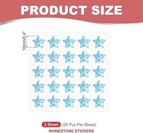 PATIKIL Star Gem Stickers 10mm, 2 Sheet Self Adhesive Acrylic Star Rhinestones Jewel Sticker Crystal Embellishment Sheet for Crafting Nail Decor Makeup DIY, White in Saudi Arabia