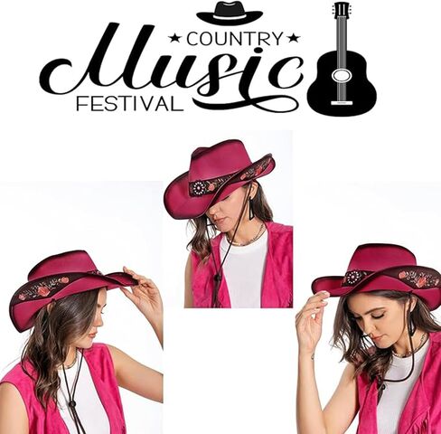 Cowboy Hats for Women, Brown Cowgirl Hats Classic Straw Western Hats for Women Music Festival Party Beach. in Saudi Arabia