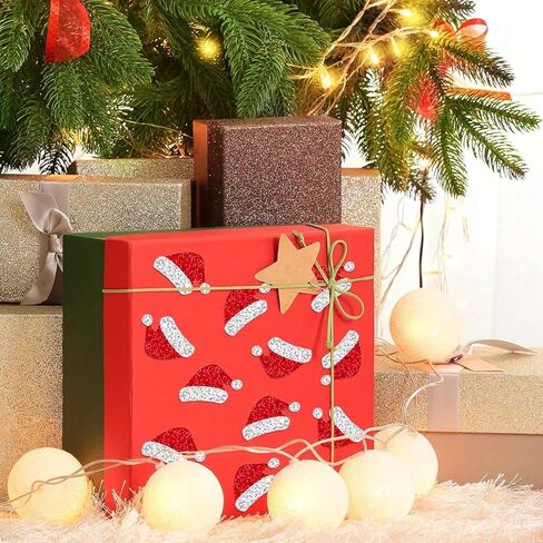 500pcs Red Christmas Santa Hat Stickers with Glittering Adhesive Waterproof Decoration for Holiday Cards, Gifts, Party Decorations, Christmas Accessories in Saudi Arabia