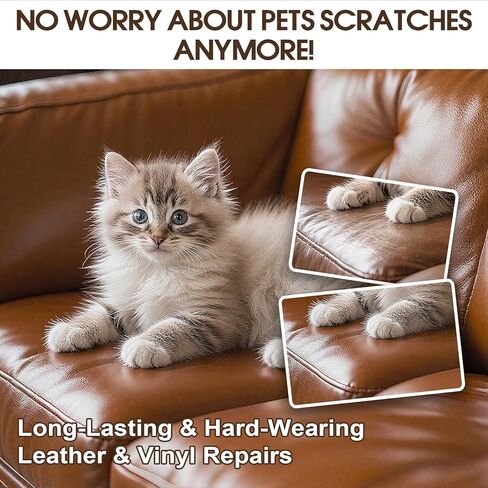 Brown Leather & Vinyl Repair Kit for Furniture, Car Seats, Couch, Purse - Fix Scratches, Tears, Fading on Genuine, Faux, Artificial Leather - Super Easy Instructions with Color Mixing Guide in Saudi Arabia