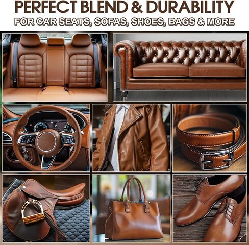 Brown Leather & Vinyl Repair Kit for Furniture, Car Seats, Couch, Purse - Fix Scratches, Tears, Fading on Genuine, Faux, Artificial Leather - Super Easy Instructions with Color Mixing Guide in Saudi Arabia