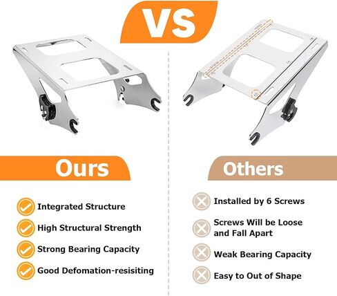 WeiSen Detachable Tour Trunk Luggage Rack Two-Up Tour Trunk Mount Quick-Detach Compatible with Harley Touring Road King Electra Street Road Glide 2014-2025 Chrome in Saudi Arabia