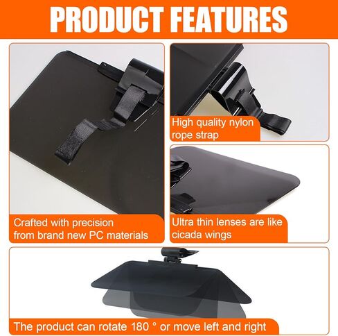 واقي من الشمس للسيارة، واقي من الشمس مستقطب مضاد للوهج قابل للتعديل 180 درجة، حاجز للشمس للقيادة الآمنة للزجاج الأمامي، امتداد حاجب الشمس للحماية من وهج الشمس، والعمى الثلجي، والأشعة فوق البنفسجية in Kuwait