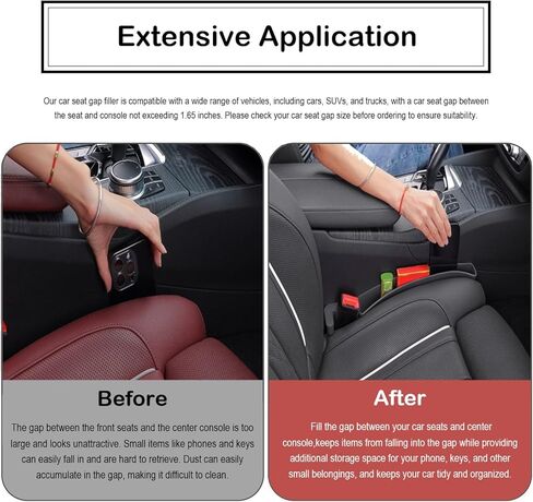 Car Seat Gap Filler Organizer Universal for Car SUV Truck Accessories, 2 Pack Auto Seat Side Gap Plug Strip Gap Blocker & Seat Catcher with Dual Storage & Belt Slot in Between Seat and Console, Beige in Saudi Arabia