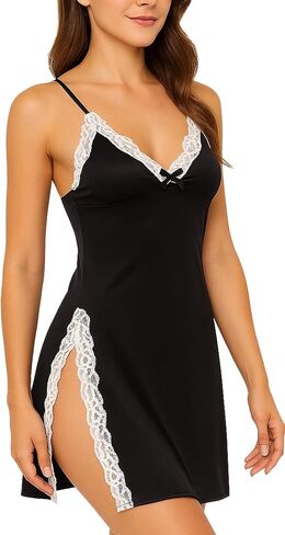 Sexy Women's Lingerie Modal Nightwear Spaghetti Strap Nightgown Babydoll Chemise in Saudi Arabia