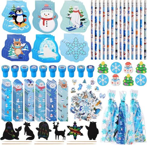 مجموعة قرطاسية من Vanblue مكونة من 218 قطعة من هدايا حفلات حلوى عيد الميلاد للأطفال، هدايا تبادل لمكافآت الفصل الدراسي، وجوائز للطلاب، وحقائب هدايا جيدة، ومستلزمات حشو البيناتا in Saudi Arabia
