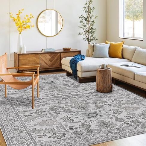 Washable Entryway Rug 2x3 | Non Slip Rugs Runners for Hallways, Entryways, Kitchens, Bathrooms, Bedrooms | Ultra-Soft Flannel Carpet Kitchen Rugs with Rubber Backing (Light Grey, 2x3) in Kuwait