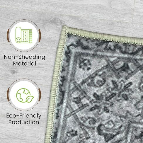 Washable Entryway Rug 2x3 | Non Slip Rugs Runners for Hallways, Entryways, Kitchens, Bathrooms, Bedrooms | Ultra-Soft Flannel Carpet Kitchen Rugs with Rubber Backing (Light Grey, 2x3) in Kuwait