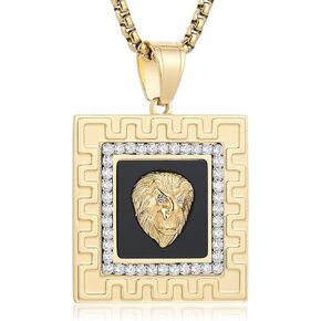 AsAlways Hip Hop Jewelry 3D Lion Head Shiny Circle of Cuban Link Pendant Gold Medallion Lion King Leo Necklace for Men Women in Kuwait