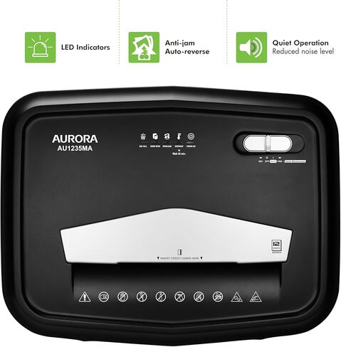 Aurora AU1235MA ماكينة تقطيع الورق وبطاقات الائتمان ذات درجة احترافية عالية الأمان مكونة من 12 ورقة / تشغيل لمدة 20 دقيقة / مستوى الأمان P-5 in Kuwait