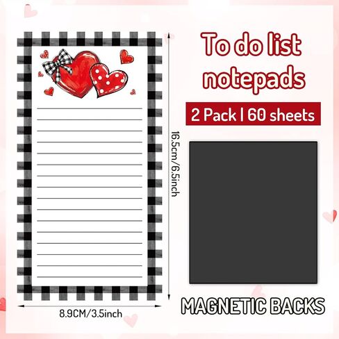 2Pcs Christmas Magnetic Notepads Rustic Xmas Tree List To-Do Paper Pad Black White Plaid Grocery Shopping List Memo Pad for Winter Home Kitchen Fridge Decor in Saudi Arabia