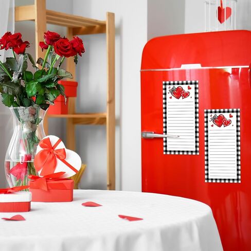 2Pcs Christmas Magnetic Notepads Rustic Xmas Tree List To-Do Paper Pad Black White Plaid Grocery Shopping List Memo Pad for Winter Home Kitchen Fridge Decor in Saudi Arabia