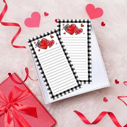 2Pcs Christmas Magnetic Notepads Rustic Xmas Tree List To-Do Paper Pad Black White Plaid Grocery Shopping List Memo Pad for Winter Home Kitchen Fridge Decor in Saudi Arabia