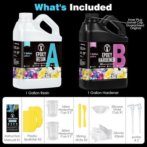 ResinAngel Epoxy Resin Kit 64oz – Crystal Clear Finish, 1:1 Mixing Ratio, Bubble-Free & Self-Leveling for DIY Crafts, Woodworking, Jewelry, Resin Art & More in Saudi Arabia