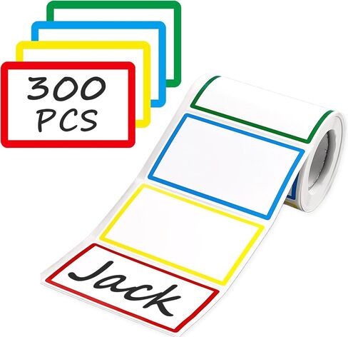 300 PCS Name Tag Stickers - 3.5'' x 2.2'' 4 Colors, Self-Adhesive Sticker Name Tags for School, Office, Home, Party, Meeting in Saudi Arabia