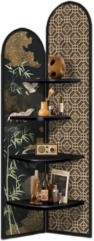 Bookshelf Living Room Corner Shelf, Wall Corner Ornaments, Multi-Layer Storage Triangle Cabinet with Clock and Watch Book Shelf(Medium) in Kuwait