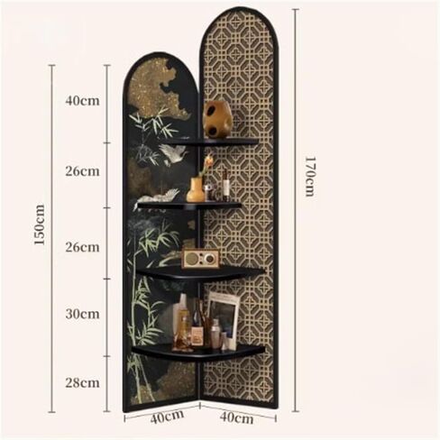 Bookshelf Living Room Corner Shelf, Wall Corner Ornaments, Multi-Layer Storage Triangle Cabinet with Clock and Watch Book Shelf(Medium) in Kuwait