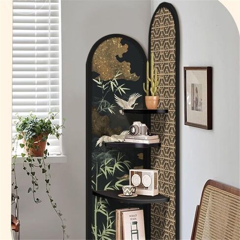 Bookshelf Living Room Corner Shelf, Wall Corner Ornaments, Multi-Layer Storage Triangle Cabinet with Clock and Watch Book Shelf(Medium) in Kuwait