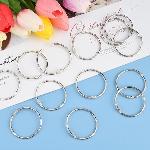 24 Pcs 2 Inches Loose Leaf Binder Book Rings Nickel Plated Silver Metal Rings for Key Index Cards Loose-Leaf Book in Saudi Arabia