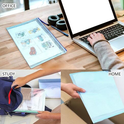 4 قطع من أكياس الملفات الشبكية بسحاب مقاس A4، أكياس مقاومة للماء مع قفل منزلق لتنظيم المكتب والمنزل، متعددة الألوان (أحمر/أصفر/أزرق/أخضر) in Saudi Arabia