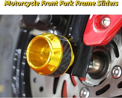 Motorcycle Front Fork Frame Sliders 1 Pair of Carbon Fiber Plastic Fork Frame Sliders Crash (Gold) in Saudi Arabia