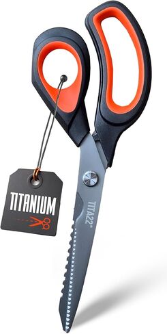 TITA22™ Heavy Duty Titanium-Coated Scissors 9.5 Inch – Multipurpose All Purpose Shears for Office, Home, School, Sewing, Fabric, Crafting, Kitchen, and Professional Use – Durable Sharp Blades (1 Pack) in Saudi Arabia