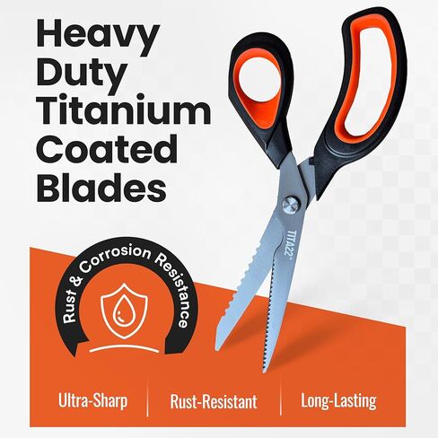 TITA22™ Heavy Duty Titanium-Coated Scissors 9.5 Inch – Multipurpose All Purpose Shears for Office, Home, School, Sewing, Fabric, Crafting, Kitchen, and Professional Use – Durable Sharp Blades (1 Pack) in Saudi Arabia
