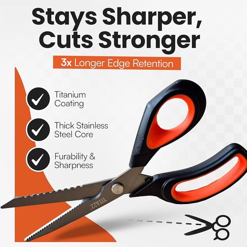 TITA22™ Heavy Duty Titanium-Coated Scissors 9.5 Inch – Multipurpose All Purpose Shears for Office, Home, School, Sewing, Fabric, Crafting, Kitchen, and Professional Use – Durable Sharp Blades (1 Pack) in Saudi Arabia
