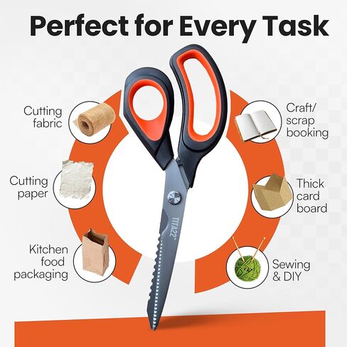 TITA22™ Heavy Duty Titanium-Coated Scissors 9.5 Inch – Multipurpose All Purpose Shears for Office, Home, School, Sewing, Fabric, Crafting, Kitchen, and Professional Use – Durable Sharp Blades (1 Pack) in Saudi Arabia