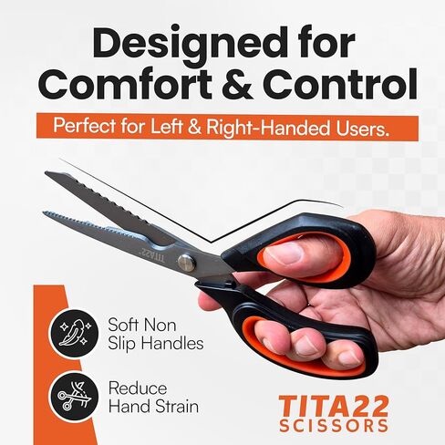 TITA22™ Heavy Duty Titanium-Coated Scissors 9.5 Inch – Multipurpose All Purpose Shears for Office, Home, School, Sewing, Fabric, Crafting, Kitchen, and Professional Use – Durable Sharp Blades (1 Pack) in Saudi Arabia