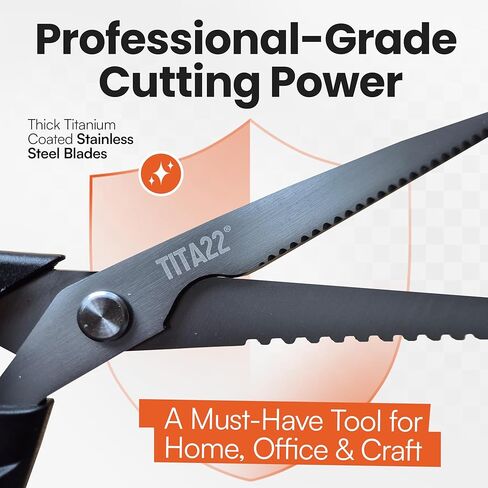 TITA22™ Heavy Duty Titanium-Coated Scissors 9.5 Inch – Multipurpose All Purpose Shears for Office, Home, School, Sewing, Fabric, Crafting, Kitchen, and Professional Use – Durable Sharp Blades (1 Pack) in Saudi Arabia