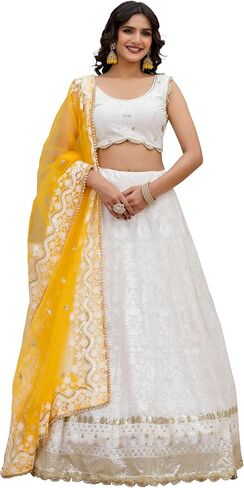 TRENDMALLS Women's Georgette Embroidery Work Lehenga Choli With Dupatta in Saudi Arabia