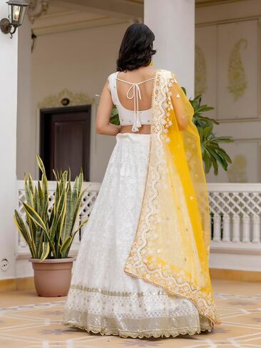 TRENDMALLS Women's Georgette Embroidery Work Lehenga Choli With Dupatta in Saudi Arabia
